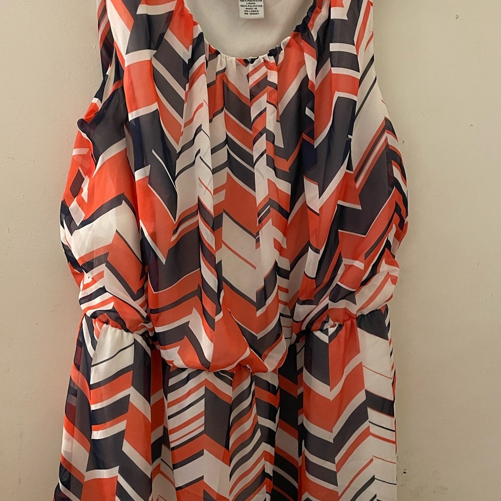 Chevron Pattern Sleeveless Dress
